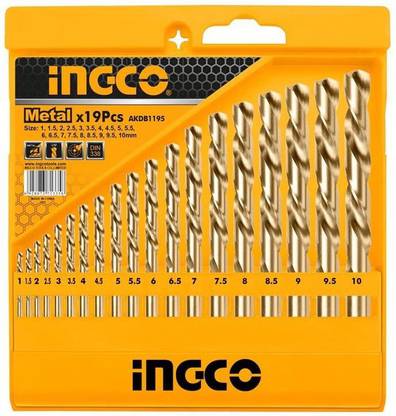 INGCO 19PCS DRILL BIT SET (AKDB1195) 1MM TO 10MM 19PCS DRILL BIT SET (AKDB1195) 1MM TO 10MM