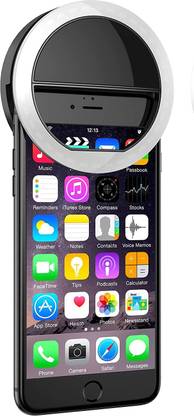 SANNO WORLD 3 Modes Selfie Beauty Ring Light (Rechargeable) LED Flash White Light for iPhone, Android & iPad Series - Black Ring Flash