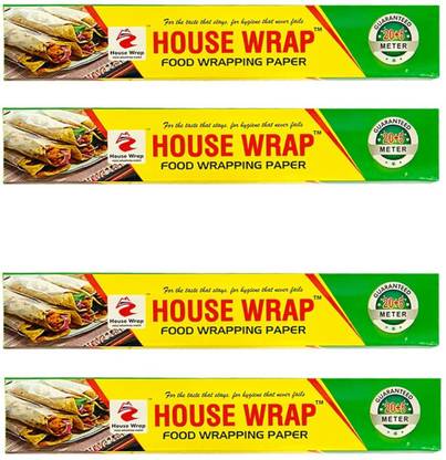 HOUSE WRAP Multi-Purpose hygienic Food Wrapping Paper 25 Meter Total Length 100 MTR (White ) Pack of 4 Shrinkwrap