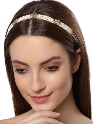 Karatcart Gold Plated Beaded Kundan Hair Band