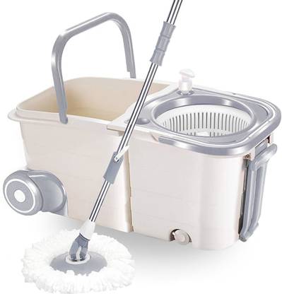 V-MOP Premium Double Twin Bucket Wheel Mop (( 6 Months Warranty on Rod Set )) Wet & Dry Mop