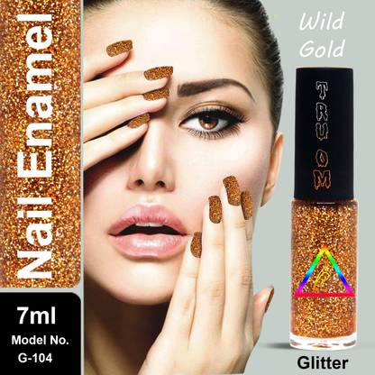 TRUOM Nail Fashion Top Coat With Glitter Magic Effect ( Model No - G- 104 ) Wild Gold (Wild Gold)