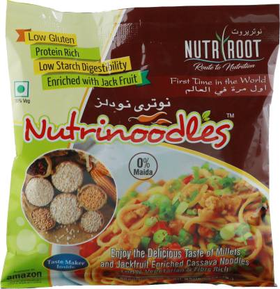 Nutriroot Nutrinoodles | 0% Maida | Gluten Free | Millets and Jackfruit Enriched Cassava Noodles | 100% Vegetarian & Fibre Rich Instant Noodles Vegetarian