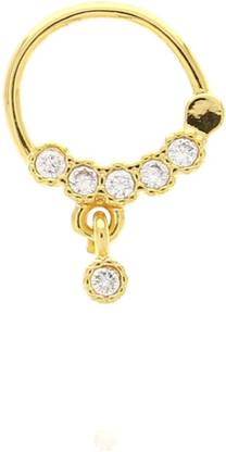 SHREEVARAM Cubic Zirconia Gold-plated Plated Brass Nose Ring