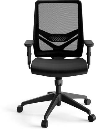 HNI India Libro Mid Back Task Chair for Desk Home Office Computer Table (Black) | Molded PU Foam Cushion with Fabric Upholstery & Seat Height Adjustment | Chair for Computer Table | 109.5 x 49 x 67 cm Fabric, Mesh Office Adjustable Arm Chair