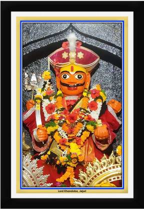 Braj Art Gallery Lord Khandoba Malhari Jejuri Temple Photo Frame Digital Reprint 19.5 inch x 13.5 inch Painting