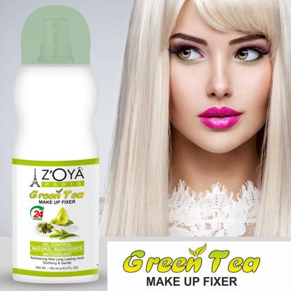 ZOYA PARIS To keep your make up looking flawless all day long, you need the green tea make up fix setting spray. Good Choice India provides you 100% genuine & brand-new product... Oil Control Natural ingredients antioxidant refreshing mist long lasting hold soothing & gentle. Green Tea Long Lasting Moisturizing Makeup Fixer Primer (Transparent), Makeup Fixer Natural Spray CAN BE APPLIED ANY TYPE OF MAKE UP, MIST & FIX Primer. Primer  - 180 ml