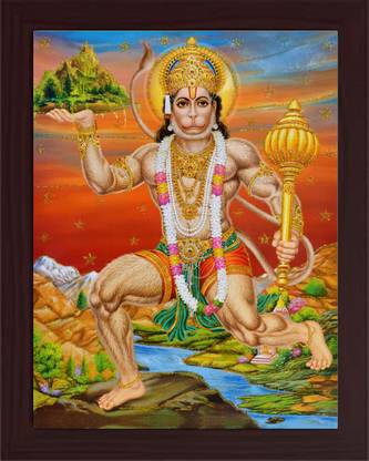 emoshine Veer Hanuman ji / Hanuman photo frame /Bajrangbali photo frame Religious Frame