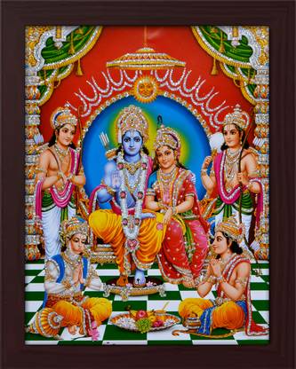 emoshine Ram Parivaar frame / Ram Darbar photo frame / Ram ji frame Religious Frame