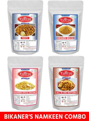 Yuvraj Food Product Bikaneri combo pack Quality Sepical Namkeen kashmiri special mixture , Testy , Bikaneri bhujiya, All in one mixture (200 gm *4 )