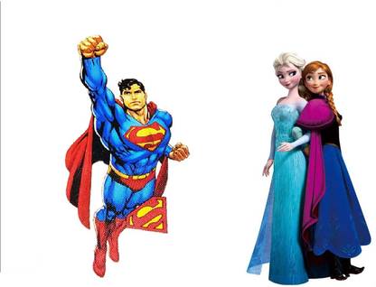 Priceless Deals 50 cm Decorative Cartoon Wall Stickers for Boys and Girls Bedroom/ Play Room Beautiful Girl Character and Super Hero Boy Character Wall Stickers Perfect Birthday Theme Decoration Wall Decals Self Adhesive Sticker