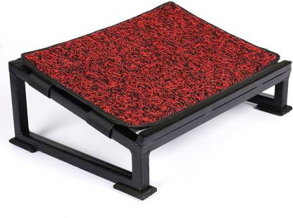 METRON Metal Foot Rest Stool for Under Desk with Removable Interloop Cushion Rubber Mat Foot Support