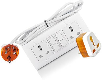 HI-PLASST (2+2) 16A + 16A Modular Board Extension Strip Multi Outlet Electrical Switch Board for Heavy Appliances - 15 Yard 2  Socket Extension Boards