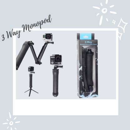 Gabbar ® 3-Way Monopod Grip Tripod Foldable Selfie Stick, Stabilizer Mount Holder for GoPro Hero 7/6/5, SJCAM SJ6, SJ7, SJ5000, Yi and All Action Cameras Tripod