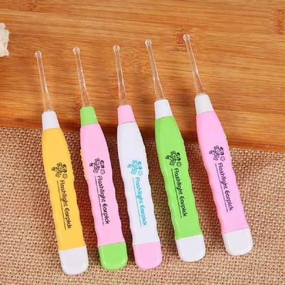 SEAVOKES Flashlight Earpick Ear Wax Remover Cleaner Curette Tweezer Clean Tool Multicolour (Pack Of- 5 Pcs)