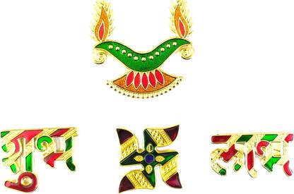 Epoojacart Diya Design Shubh-Labh Stickers- Acrylic Shubh-Labh Designs