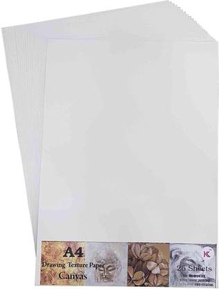 JR Enterprises Canvas Drawing Texture Papers, Set of 25 Sheets (A4), Milky White Silhouette Paper Sheet