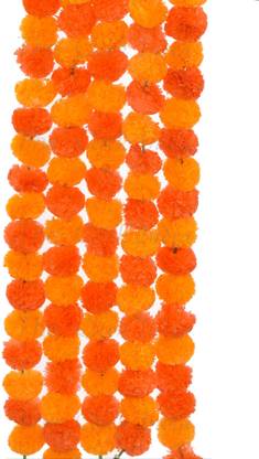 THE CLICK INDIA Orange, Yellow Marigold Artificial Flower
