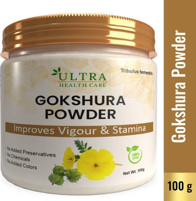 Ultra Healthcare Gokshura Powder, Gokhru Powder Promotes Overall Health/ Vigor and Vitality / Stamina 100 % Pure