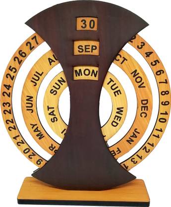 smartich WOODEN GOOD LOOKING DESK PERMANENT ROUND CALENDAR FOR OFFICE, SCHOOL AND HOME Every Year Permanent Calendar Table Calendar
