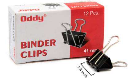 Oddy Corrosion-resistant steel 41 mm Black Binder Clip (Pack of 12 pcs) 41 MM Nickel plated Binder Clip Paper Clip Clamp