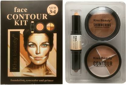 Kiss Beauty Face Contour 3 in 1 Kit Contour Highlighter Concealer Bronzing Concealer