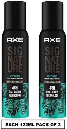 AXE Signature Mysterious Tropical Green Fragrance No Gas Deodorant Body Spray Each 122ml Set of2 Body Spray  -  For Men