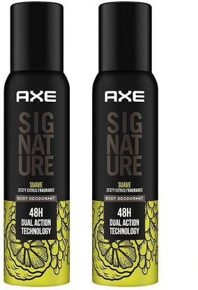 AXE Signature Suave Zesty Citrus Fragrance No Gas Deodorant Body Spray Each 122ml Set of=2 Body Spray  -  For Men