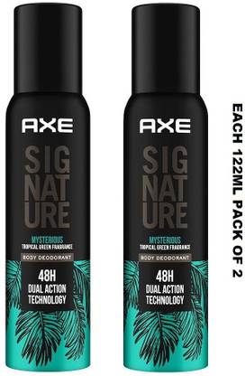 AXE Signature Mysterious Tropical Green Fragrance No Gas Deodorant Body Spray Each 122ml Set of --2 Body Spray  -  For Men