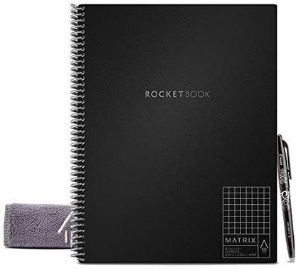 Rocketbook Matrix Graph Notebook - Eco-Friendly Reusable Notebook with 1 Pilot Frixion Pen & 1 Microfiber Cloth Included - Black, Letter Size (8.5" x11") (MTX-L-K-A) Book-size Notebook Squared 32 Pages