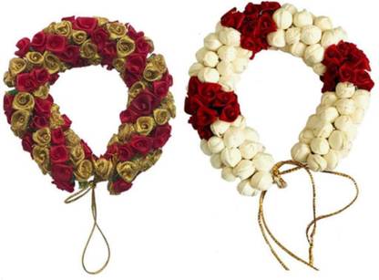 trusetedwell Artificial Flower Hair Gajra Hair Styling Hair Juda Bun Hair Flower Gajra for Women (Golden Hair Gajra Bun Clip