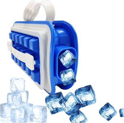 AMOUR POP Ice Maker - Innovative Cube Tray Mold - Ice Maker, Storage Container, Dispenser - Ultra-Portable, Insulated to Limit Melting, Non-BPA - Makes 18 Large Frozen Cubes - Sapphire Blue Silicone, Plastic Ice Cube Tray