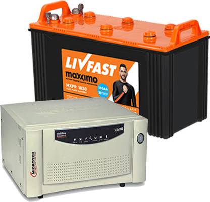 Livfast MXFP 1830+Microtek sine wave 1100 Flat Plate Inverter Battery