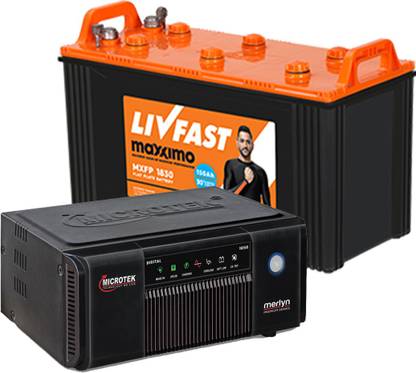 Livfast MXFP 1830+Microtek Merlyn Digital 1050 Flat Plate Inverter Battery