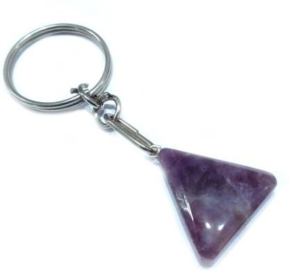 Maureen Amethyst Traingle Keychain Natural Crystal Stone Key Ring for Good Luck and Prosperity Design2.1 Key Chain