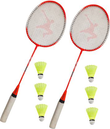 ROXON Nexta Set of 2 Badminton Racket with 6 Piece Nylon Shuttle Multicolor Strung Badminton Racquet