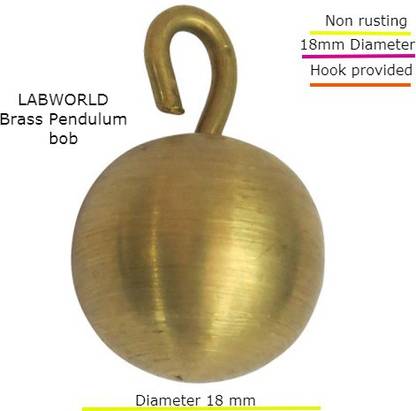 THE LABWORLD Brass pendulum bob balls 18 mm diameter wit hook for general lab use Laboratory Pendulum Bob