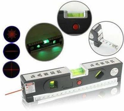 uptodatetools Laser Level with Tape Measure Pro 4 Level Bubbles with LED Light, Lv-04 (100 cm, Multicolour) Non-magnetic Carpenter's Level