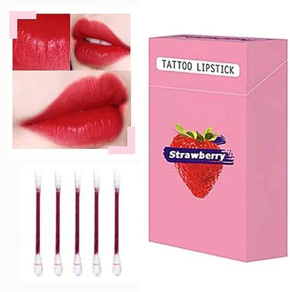 Makeup Fever Waterproof Non-Stick Cotton Swab Tattoo Lipstick , 20 Sticks (Strawberry Red)