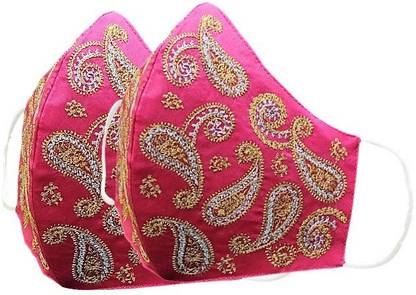 Masud Creation Embroidered Party Wear Mask Washable Cloth Mask