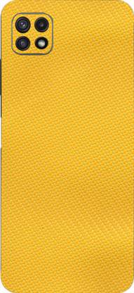 जीवा क्रिएशन High Quality Yellow Carbon Fiber Back Screen Protector, Skin Or Vinyl Wrap for Samsung Galaxy A22 5G with Camera Protector (Back + Camera + Sides) Samsung Galaxy A22 5G, samsung galaxy a22 5g मोबाइल स्किन