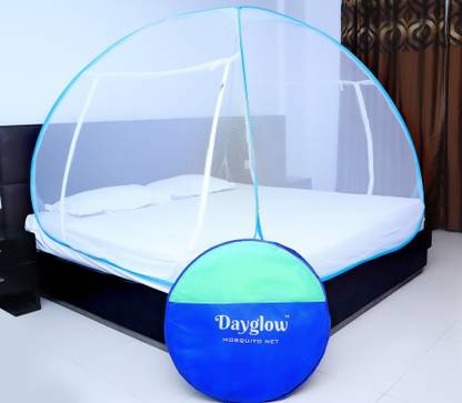 DAYGLOW Polyester Adults Washable Mosquito Net for Queen Size Bed | Polyester, Foldable, High Durability, Lightweight with Free Saviours | Mosquito Net for Kids | Size: 6 x 6.5 Mosquito Net