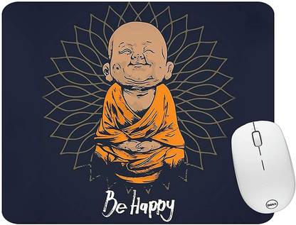 The Palku BE Happy Buddha Gaming Mouse Pad - Computer Laptop PC, Work from Home Non Slip Base Dual Sided Mousepad