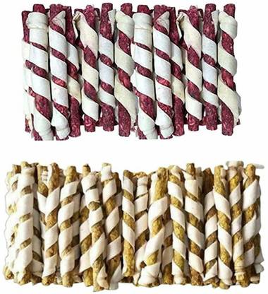 MS PET HOUSE Rawhide Spiral Munchy Sticks Mixed Flavor Dog Treat for All Breed Mutton, Chicken Dog Chew