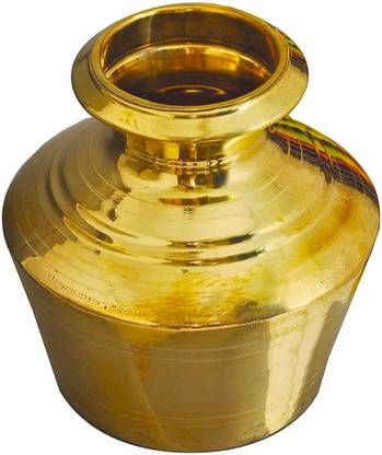 subaa Subaa Pure Brass Ghada/Water Pot/kudam/Handi (Gold) 3.5 L Pot 20 cm diameter 3.5 L capacity