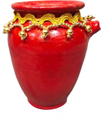 Ayodhya Bhakti Karwachauth Karwa !! Mitti ka Karwara !! Desgine karwa !! Mitti ka karva !! Karwa for Puja !! Karwachauth Puja !! Kalash !! Mitti ka Kalash Pot 10 cm diameter 250 L capacity