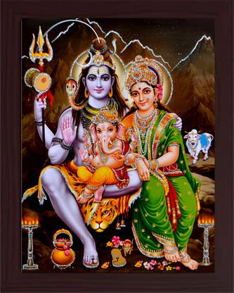 emoshine Shiv Parvati and ganesh photo frame / Shiv frame Religious Frame