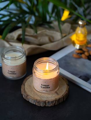 Glimpse Homes Scented Candles - Vanilla Vouge Fragrance, Soy Wax, 40 Hours Burn Time, Set of 2 Candle