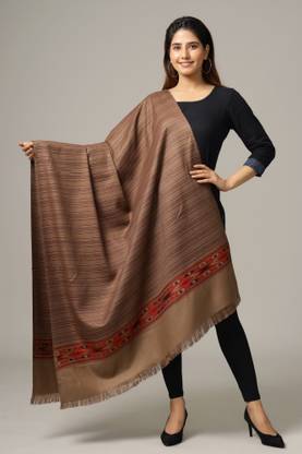 Ravaiyaa - Attitude Is Everything Wool Striped, Embellished, Woven Women Shawl