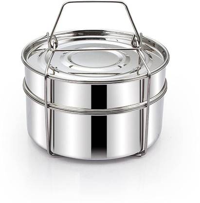 Marwall Stainless Steel Cooker Separator/Container with Stand Suitable for Outer Lid Pressure Cookers (20cmx12 cm-For 5 Ltrs) Stainless Steel Steamer